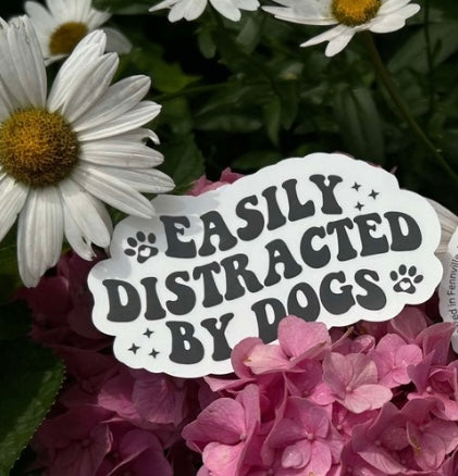 “Easily Distracted by dogs” sticker